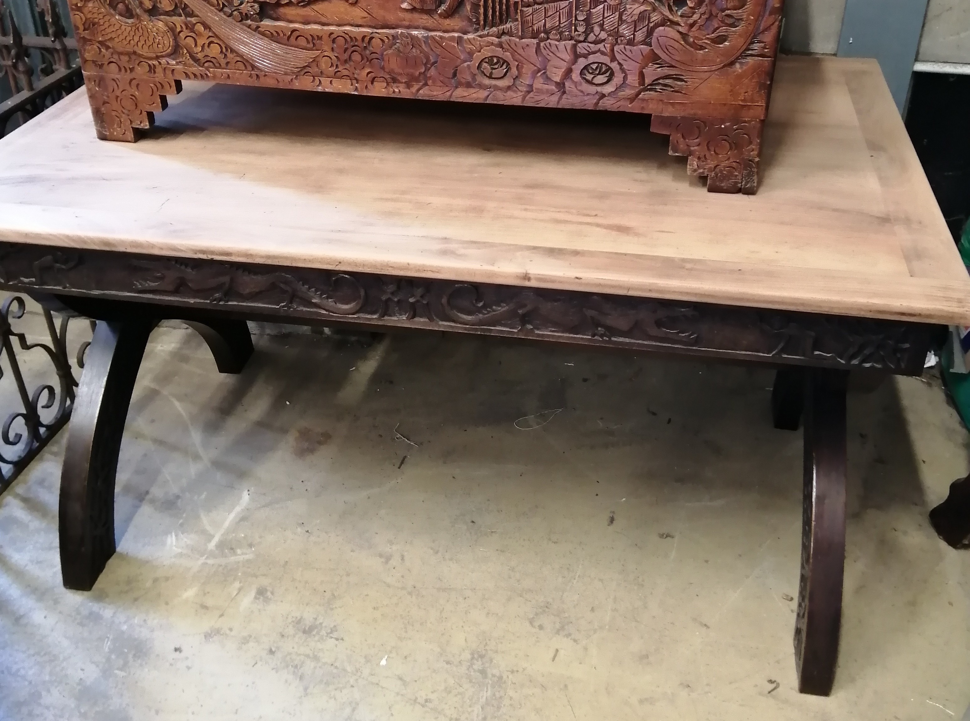 A Gothic style centre table, length 140cm, depth 90cm, height 77cm